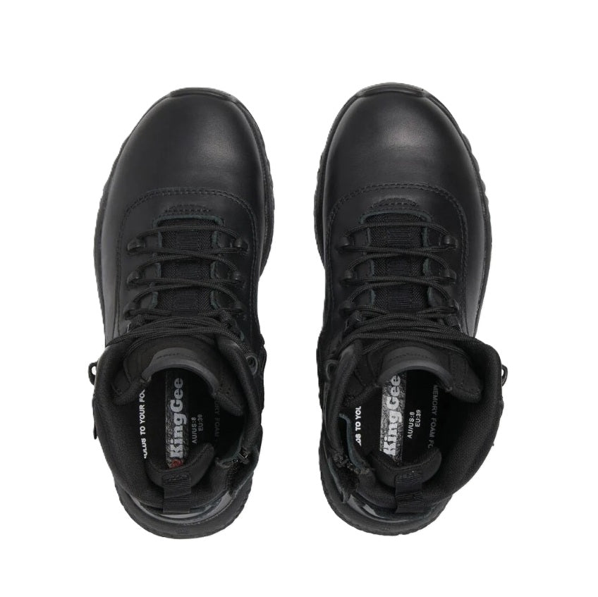 Pair of black boots on a white background