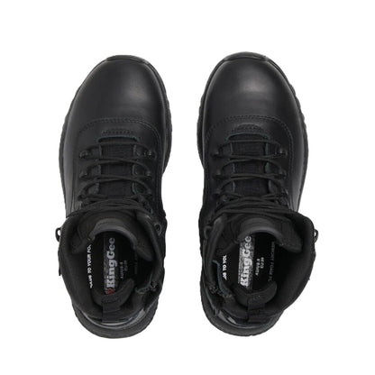 Pair of black boots on a white background