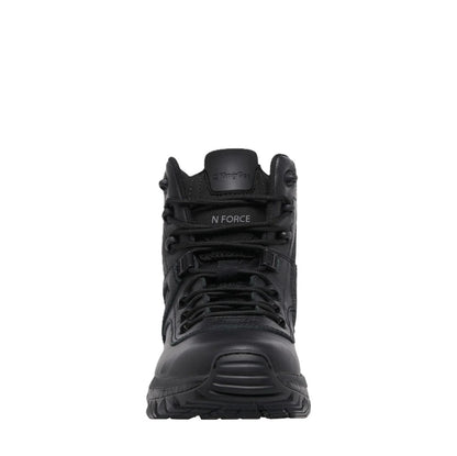 Black boot with 'N Force' branding on a white background