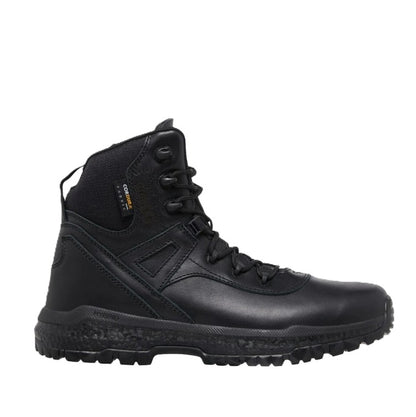 Black boot with a white background