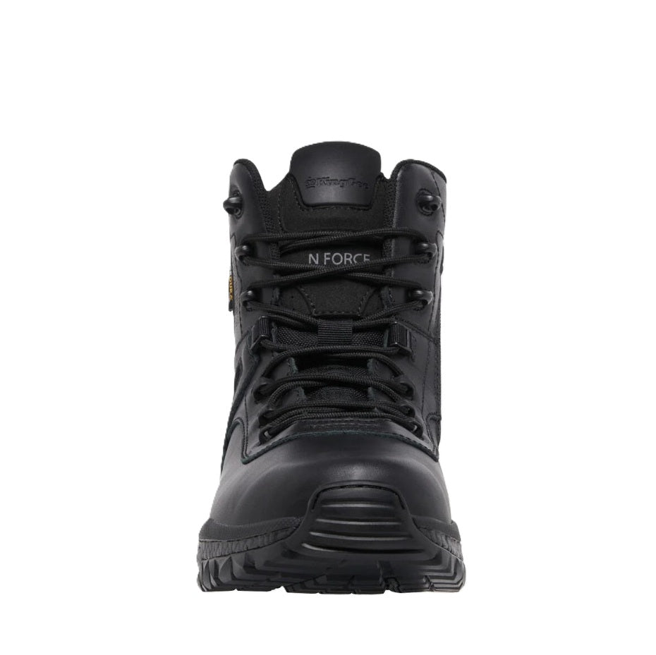 Black boot with 'N. Force' branding on a white background