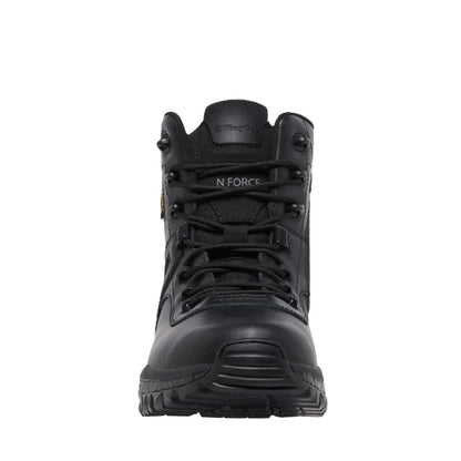 Black boot with 'N. Force' branding on a white background