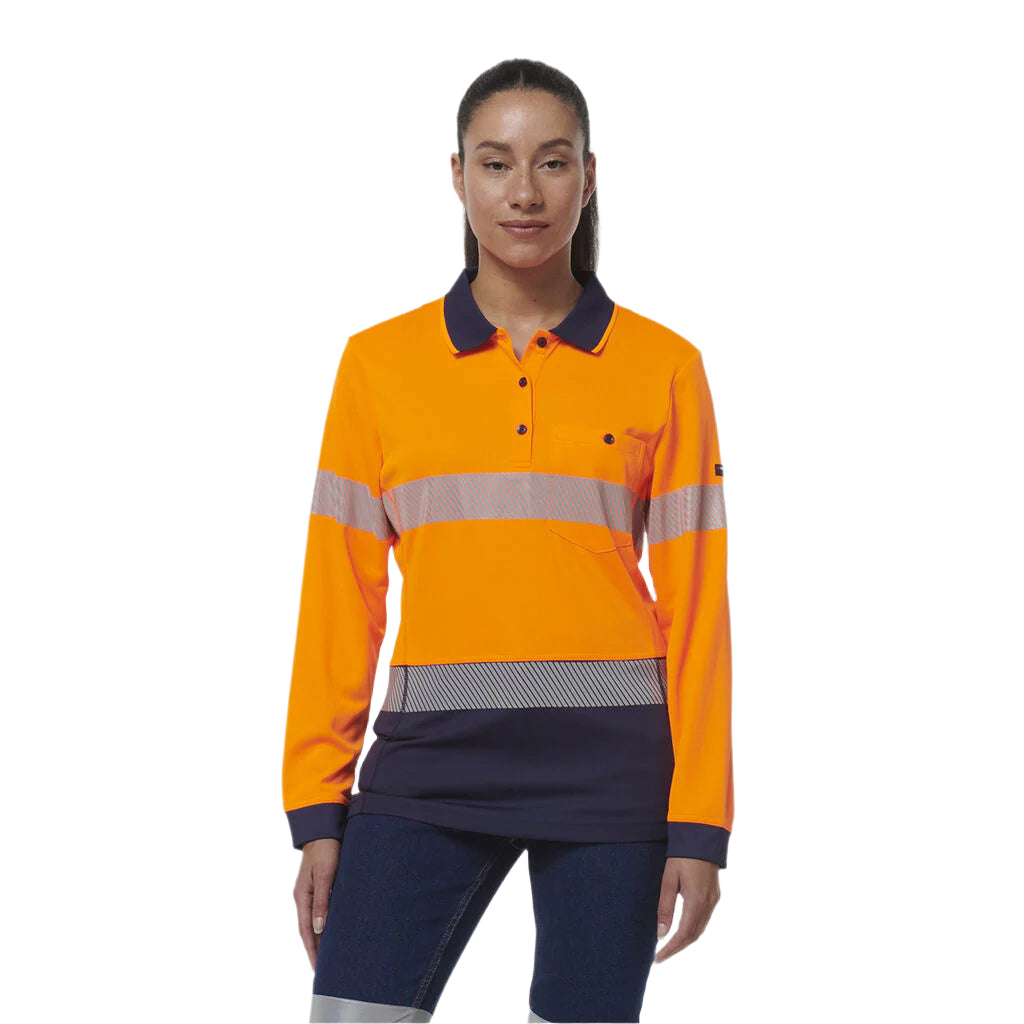 KingGee K44223 Womens Workcool Hyperfreeze Spliced Long Sleeve Polo W/ Segmented Tape