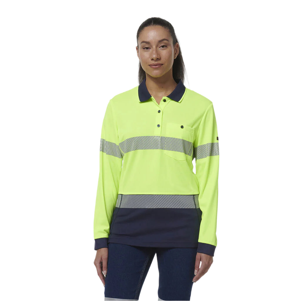 KingGee K44223 Womens Workcool Hyperfreeze Spliced Long Sleeve Polo W/ Segmented Tape