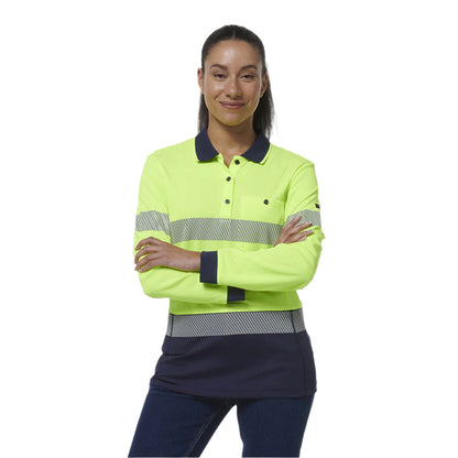 KingGee K44223 Womens Workcool Hyperfreeze Spliced Long Sleeve Polo W/ Segmented Tape