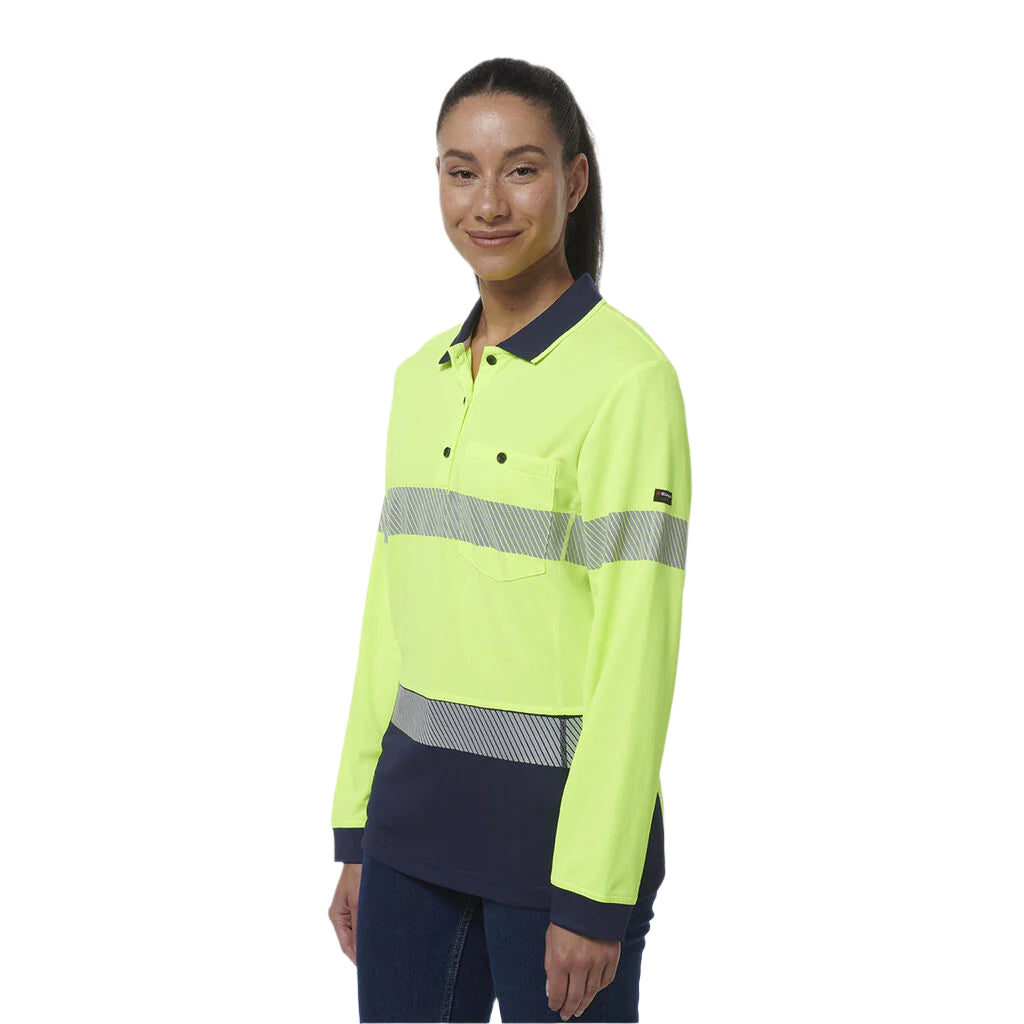 KingGee K44223 Womens Workcool Hyperfreeze Spliced Long Sleeve Polo W/ Segmented Tape