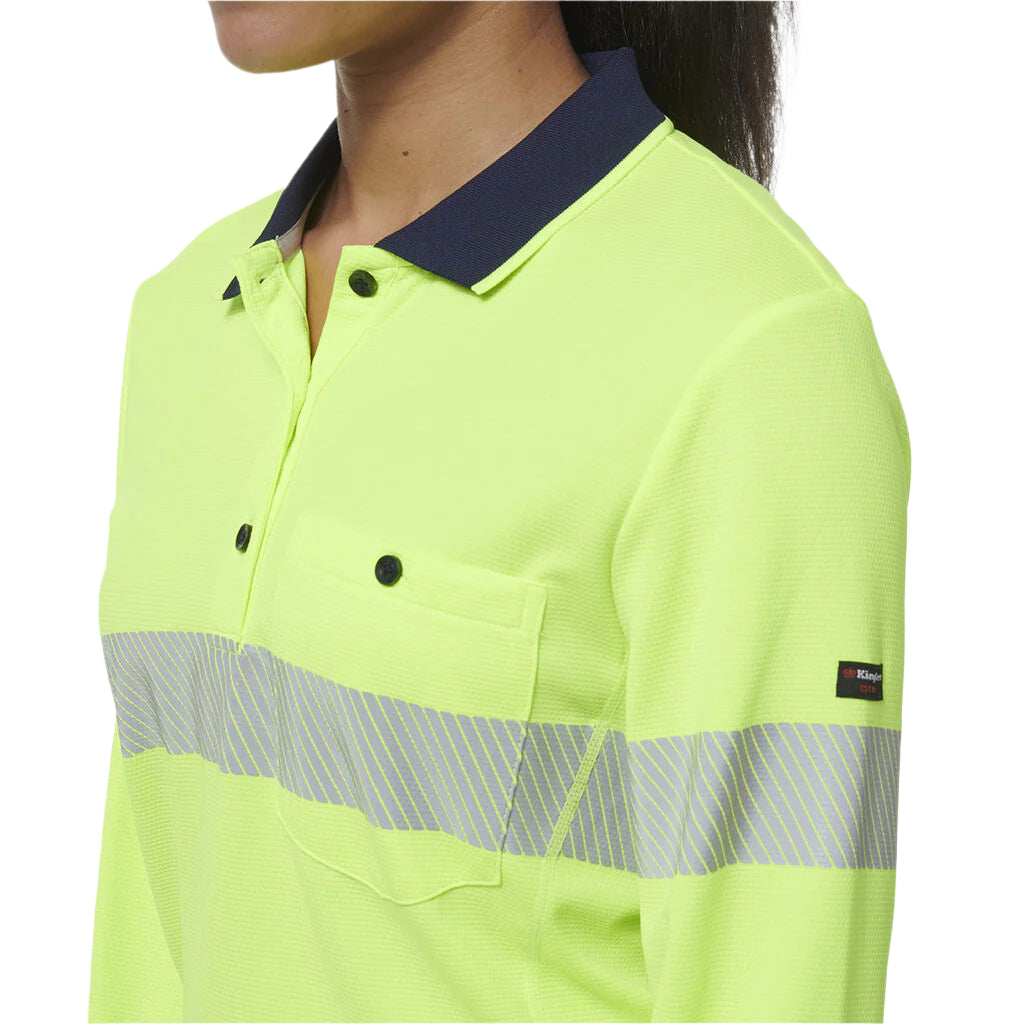 KingGee K44223 Womens Workcool Hyperfreeze Spliced Long Sleeve Polo W/ Segmented Tape