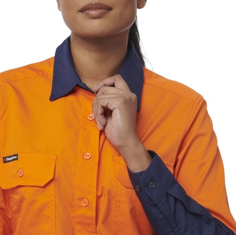 KingGee K44226 Womens Workcool Vented Spliced Shirt Long Sleeve