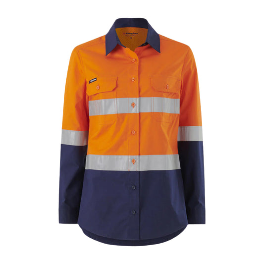 KingGee K44227 Womens Workcool Vented Spliced Shirt Taped Long Sleeve