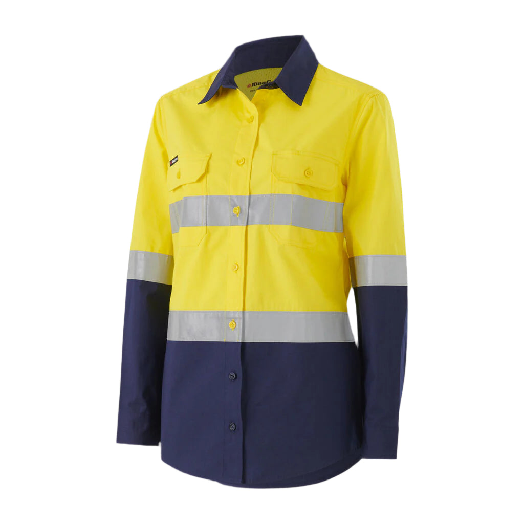 KingGee K44227 Womens Workcool Vented Spliced Shirt Taped Long Sleeve