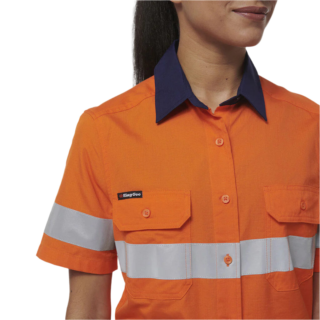KingGee K44229 Womens Workcool Vented Reflective Short Sleeve Shirt