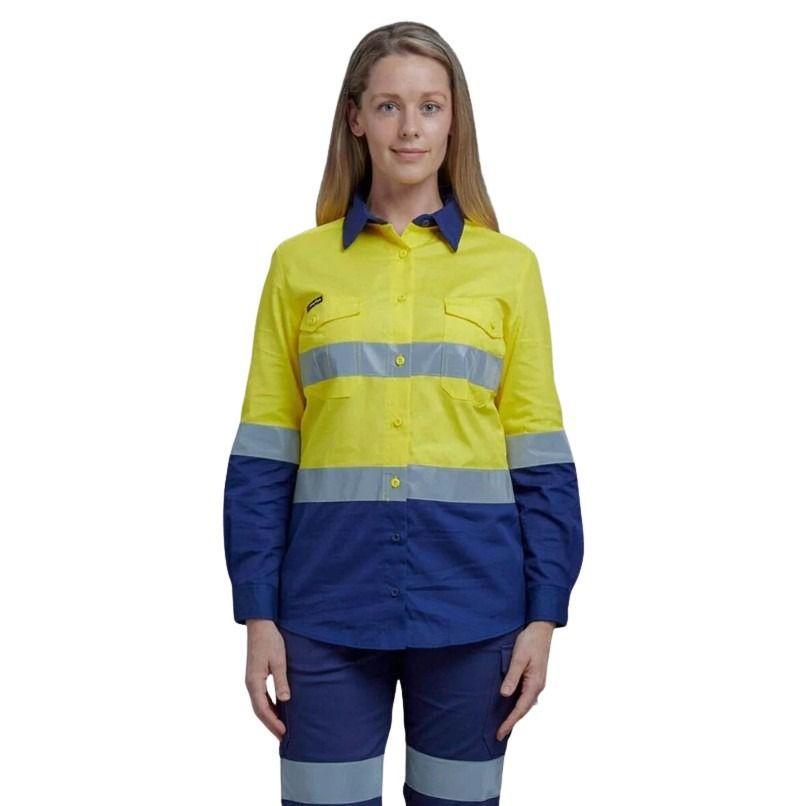 KingGee K44544 Workcool 2 Ladies HiVis Reflective Spliced Long Sleeve Shirt