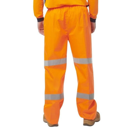 Orange high-visibility work pants on a white background