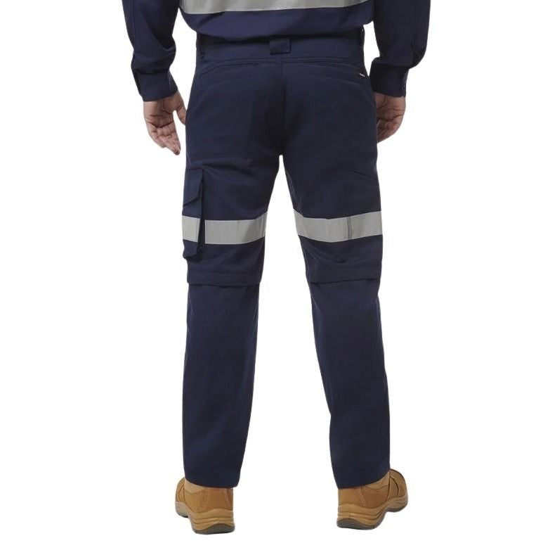 Navy pants with reflective tape on white background