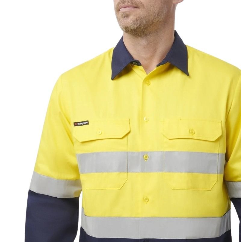 KingGee K54315 Reflective Spliced Drill Long Sleeve Shirt