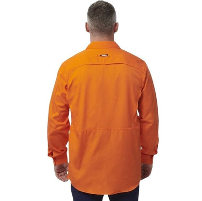 Man in Orange workshirt on white background