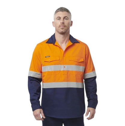 KingGee K54886 Workcool 2 HiVis Reflective Spliced Closed Front Long Sleeve Shirt