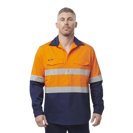 KingGee K54886 Workcool 2 HiVis Reflective Spliced Closed Front Long Sleeve Shirt