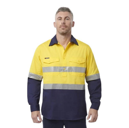 KingGee K54886 Workcool 2 HiVis Reflective Spliced Closed Front Long Sleeve Shirt