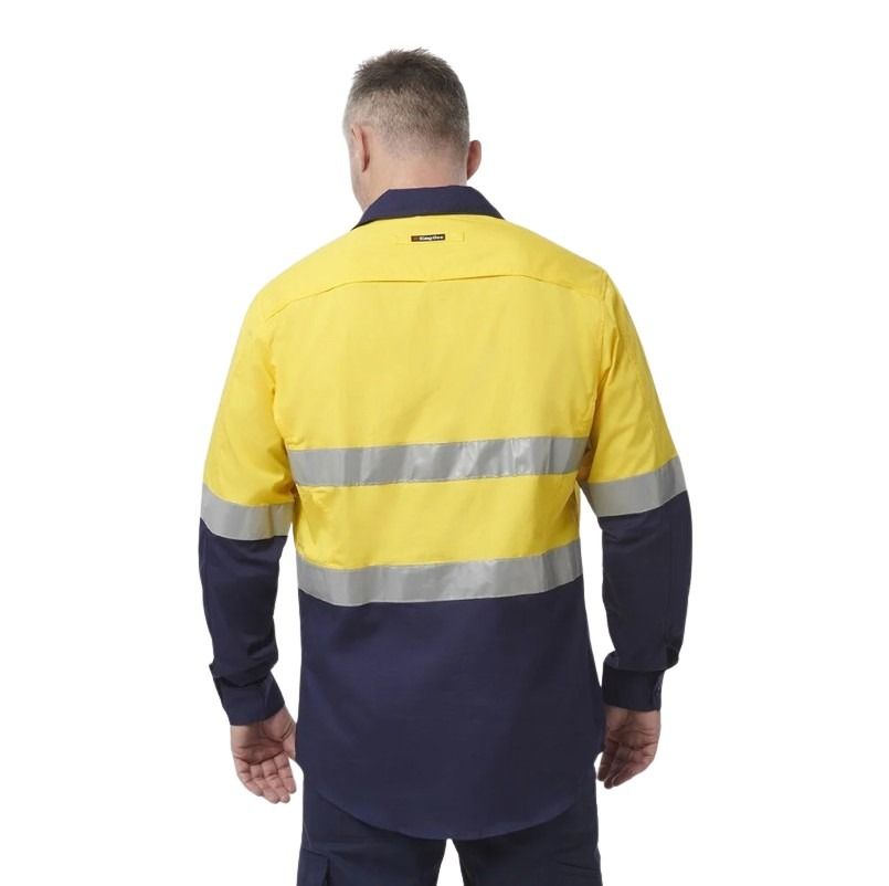 KingGee K54886 Workcool 2 HiVis Reflective Spliced Closed Front Long Sleeve Shirt
