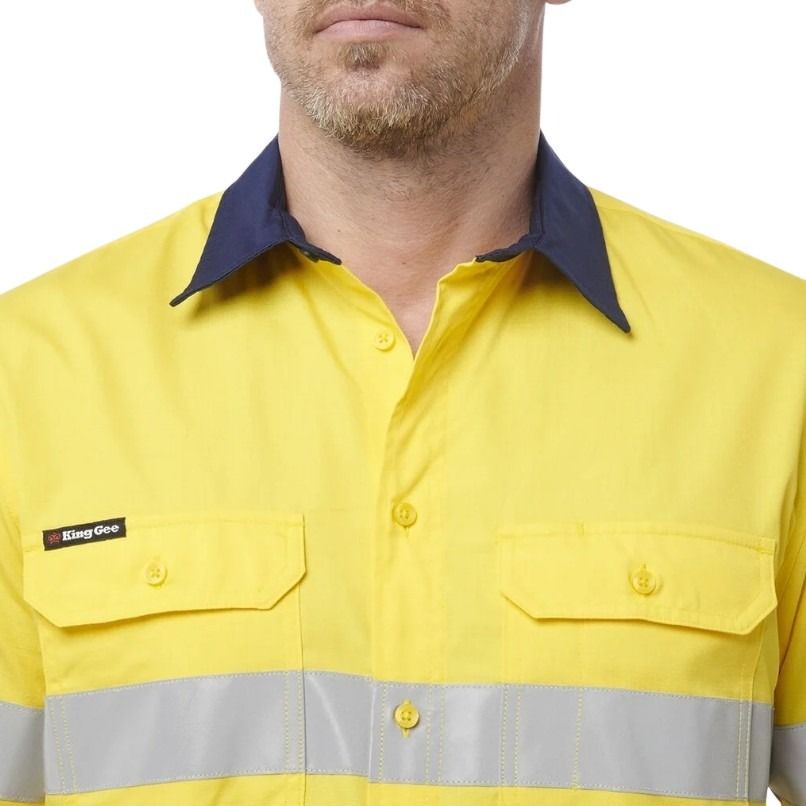 KingGee K54911 Workcool Vented Spliced Shirt Taped Short Sleeve