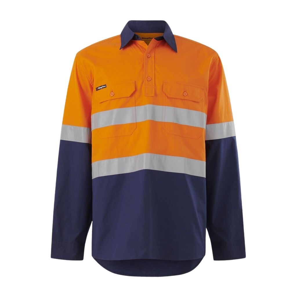 KingGee K54914 Workcool Vented Closed Front Spliced Shirt Tape Long Sleeve