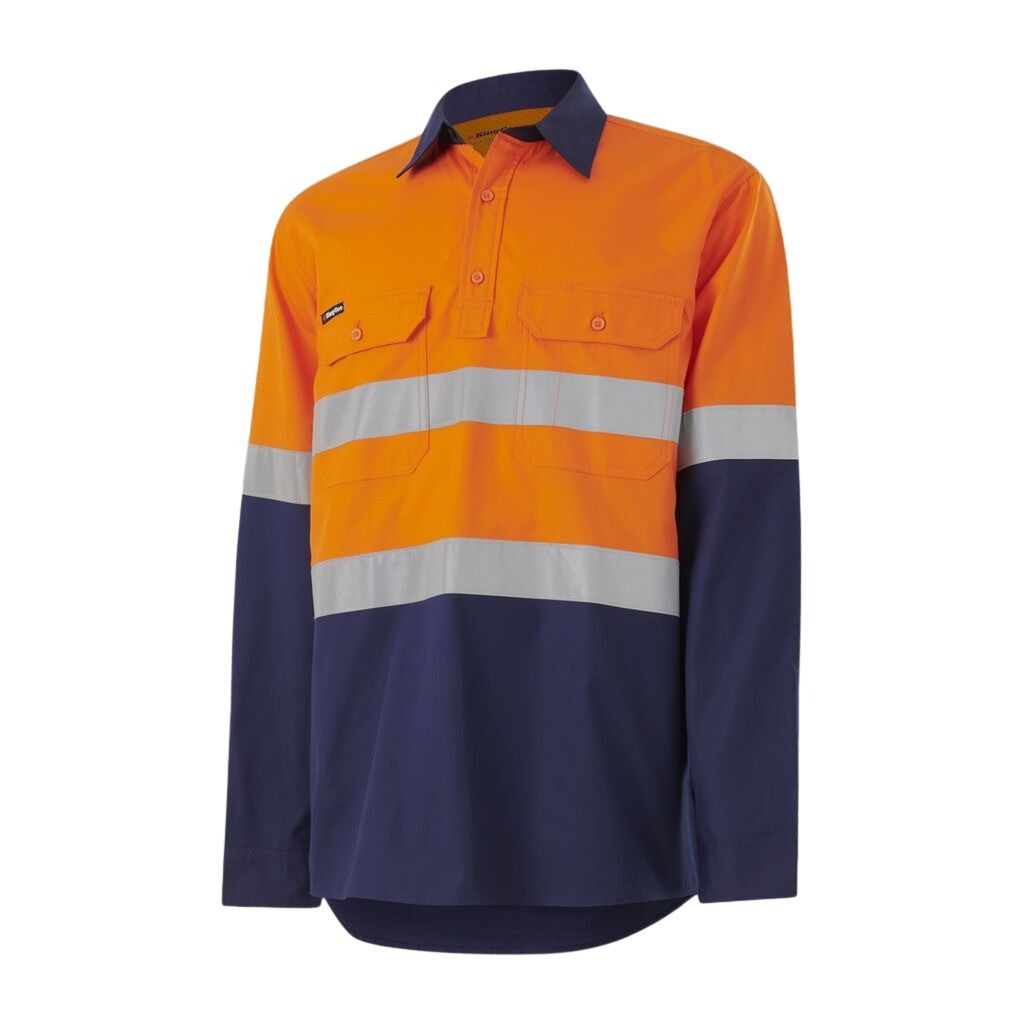 KingGee K54914 Workcool Vented Closed Front Spliced Shirt Tape Long Sleeve