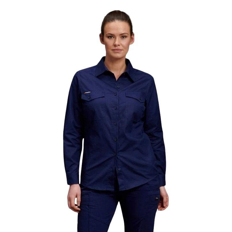 Person wearing a navy blue shirt on a white background