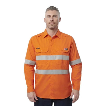 KingGee K84001 Shieldtec Lenzing FR Hivis Spliced Open Front Taped Shirt