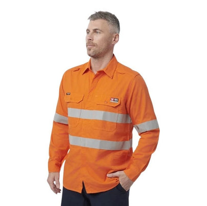 KingGee K84001 Shieldtec Lenzing FR Hivis Spliced Open Front Taped Shirt
