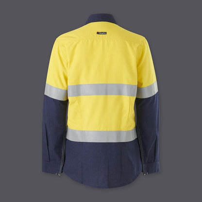 KingGee K84002 Womens Shieldtec Lenzing FR Hivis Spliced Open Front Taped Shirt