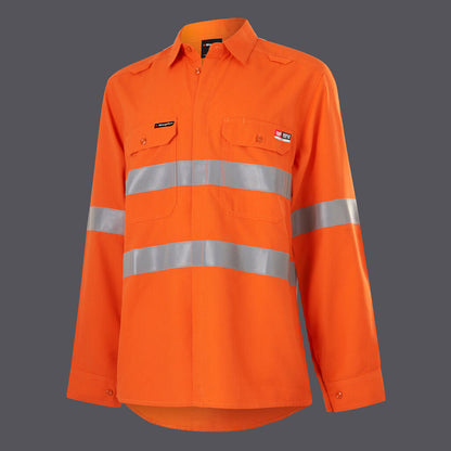 KingGee K84003 Womens Shieldtec Lenzing FR Hivis Open Front Taped Shirt
