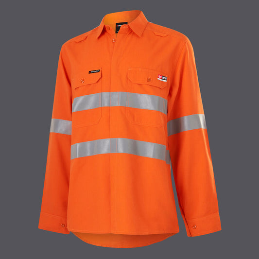 KingGee K84003 Womens Shieldtec Lenzing FR Hivis Open Front Taped Shirt