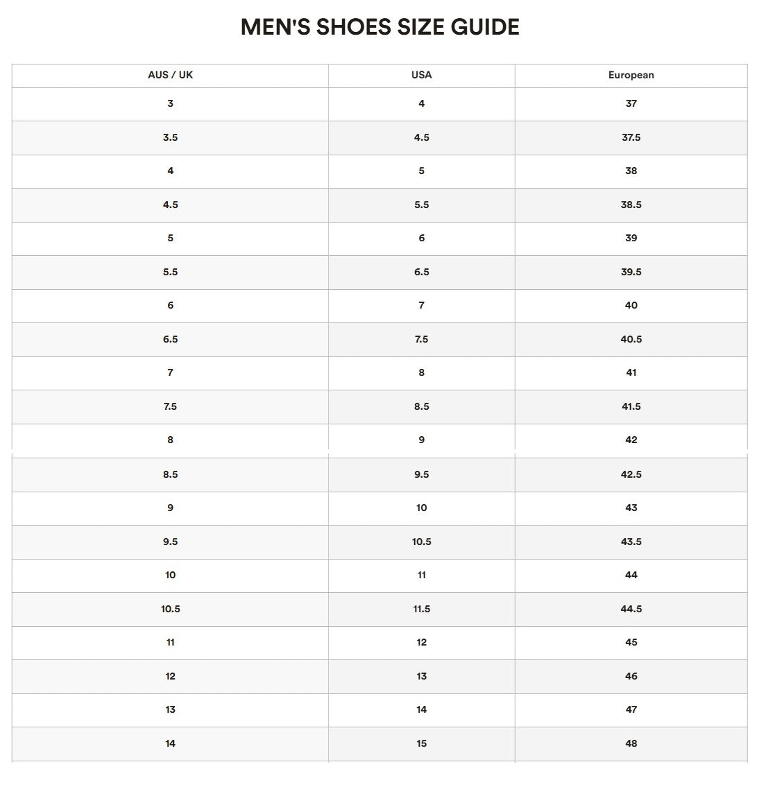 Size Chart