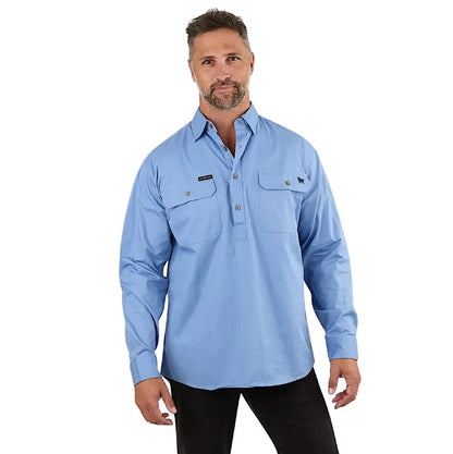 Ringers Western 171110002 King River Mens Half Button Work Shirt - Ringers western light blue work shirt