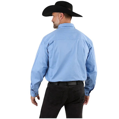 Ringers Western 171110002 King River Mens Half Button Work Shirt - Ringers western blue work shirt