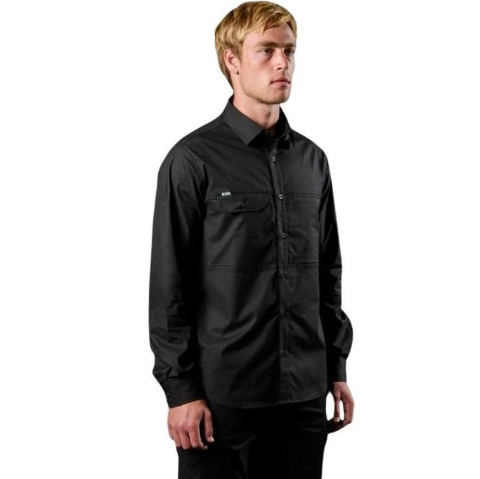 Man wearing a black shirt on a white background