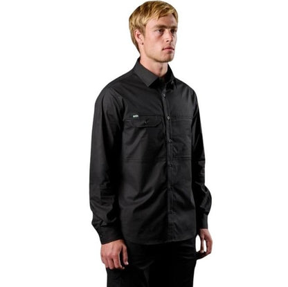 Man wearing a black shirt on a white background