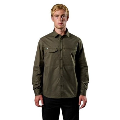 Man wearing a green shirt on a white background
