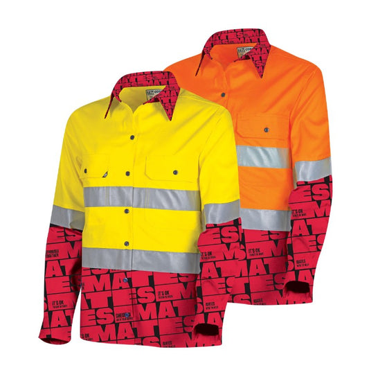 Tru Workwear MGSW2000T3 MATES Womens Vented Hi-Vis Drill Shirt with Reflective Tape