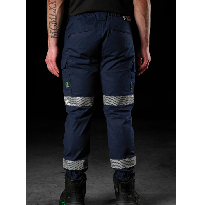 FXD WP-12CT Reflective Taped Elastic Waist Stretch Ripstop Pant - Navy - Rear View