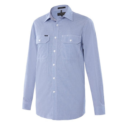Pilbara RMPC063 Mens Yarn Dyed Check Dual Pocket Long Sleeve Shirt