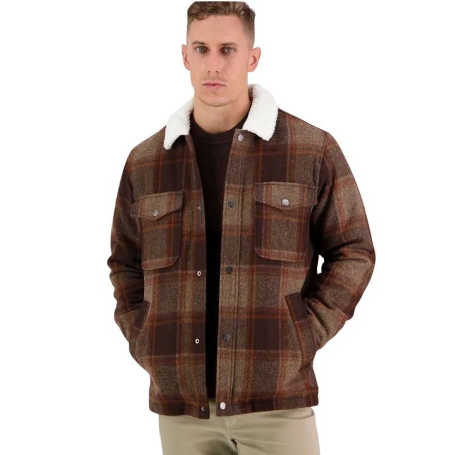 High Country Check Brown Swanndri SW204044M Mens Kaituna Sherpa Lined Jacket