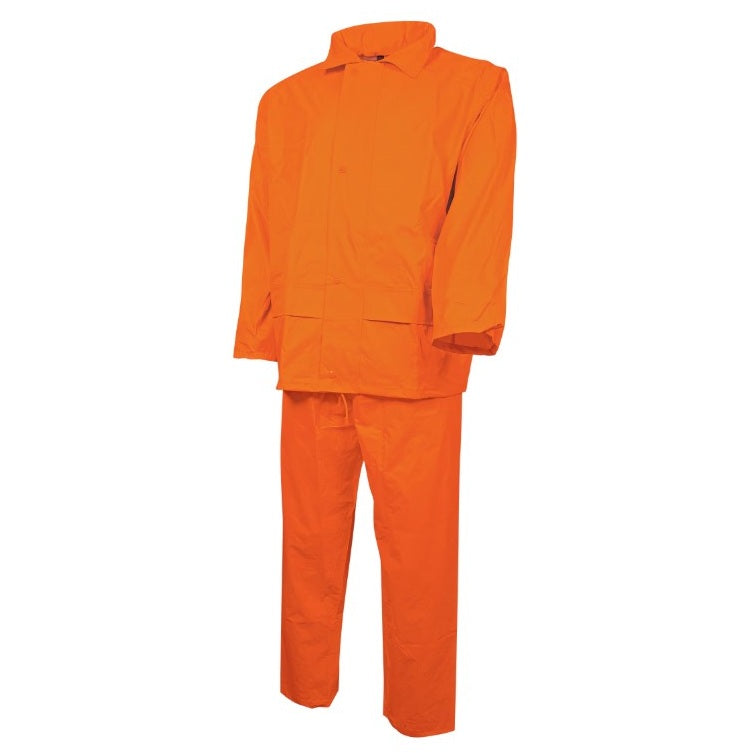 Orange raincoat and pants set on a white background tj1970