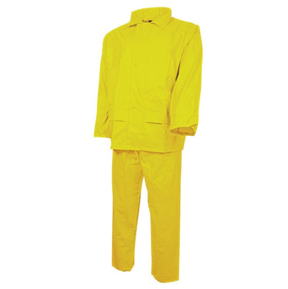 Yellow raincoat and pants set on a white background tj1970