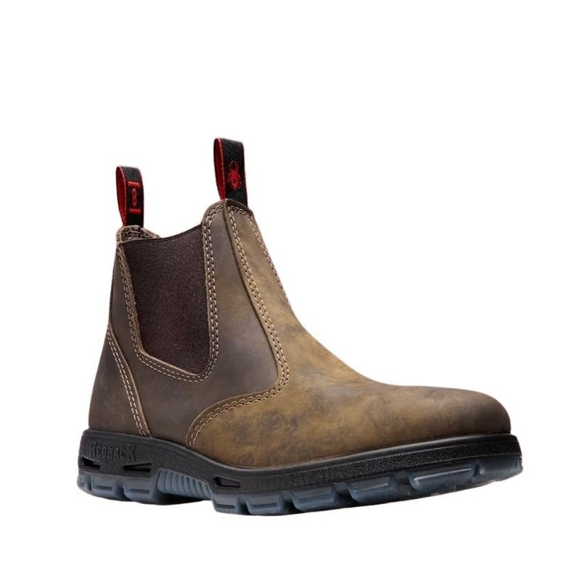Brown leather Redback UBIB Bobcat Elastic Sided Soft Toe Boots Non safety boot