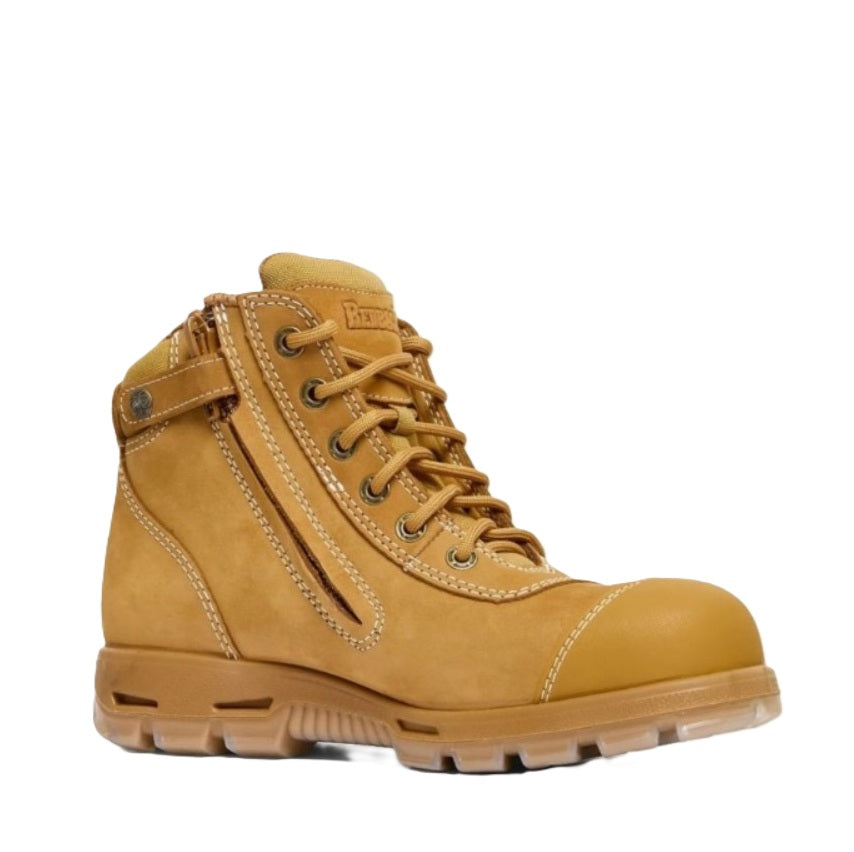 Wheat coloured zip sided Redback UCWZ Cobar Lace Up Soft Toe Boots