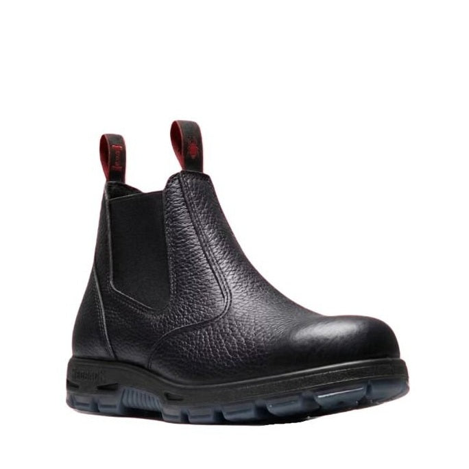 Black leather slip on Redback USBBL Bobcat Elastic Sided Safety Boots