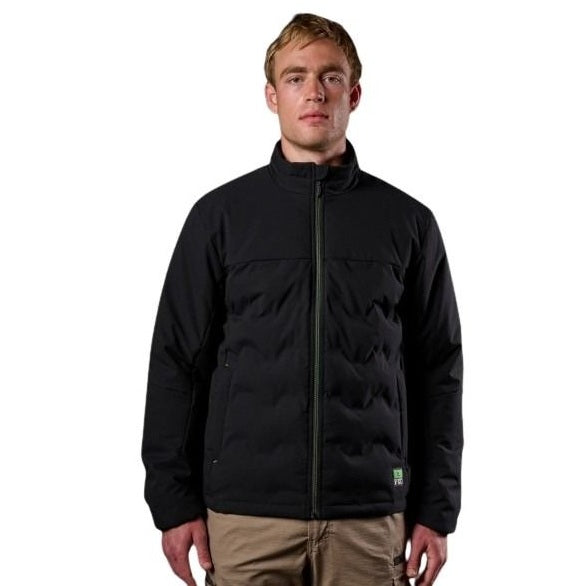 Man wearing a black jacket on a white background