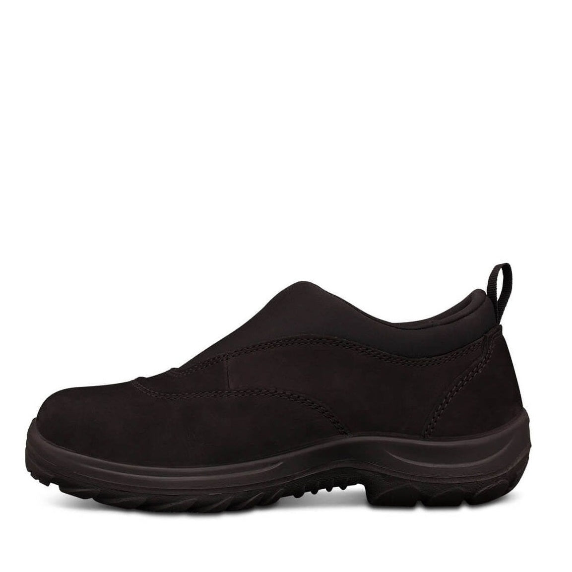 black steel cap pull on work shoe oliver
